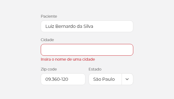 Erros de formulários
